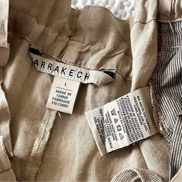 Anthropologie Natalia Linen Wide Leg Pants Women’s L High Waist Crop Boho Tan - Picture 9 of 16